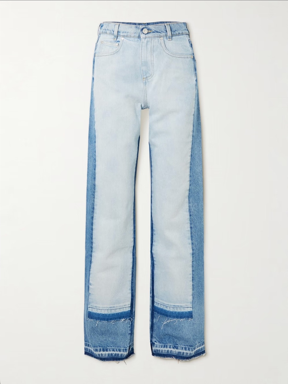 STELLA MCCARTNEY Paneled distressed mid-rise wide-leg jeans 28
